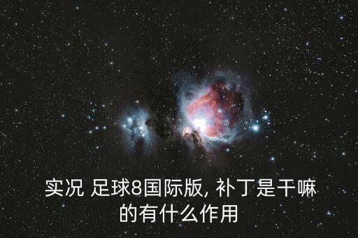  實況 足球8國際版, 補丁是干嘛的有什么作用
