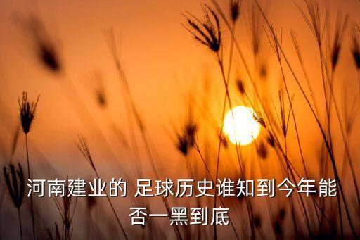  河南建業(yè)的 足球歷史誰知到今年能否一黑到底