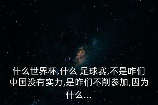什么世界杯,什么 足球賽,不是咋們中國(guó)沒有實(shí)力,是咋們不削參加,因?yàn)槭裁?..