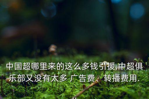 中國超哪里來的這么多錢引援,中超俱樂部又沒有太多 廣告費、轉(zhuǎn)播費用...