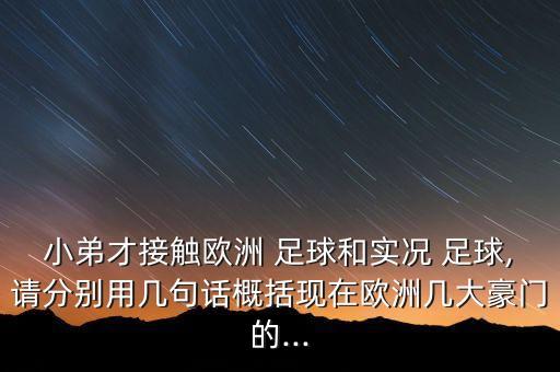小弟才接觸歐洲 足球和實況 足球,請分別用幾句話概括現在歐洲幾大豪門的...