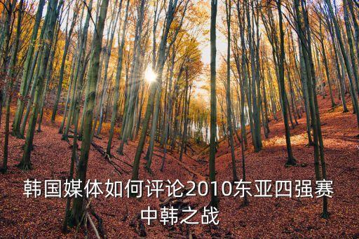 韓國媒體如何評(píng)論2010東亞四強(qiáng)賽中韓之戰(zhàn)