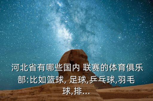  河北省有哪些國(guó)內(nèi) 聯(lián)賽的體育俱樂(lè)部:比如籃球, 足球,乒乓球,羽毛球,排...